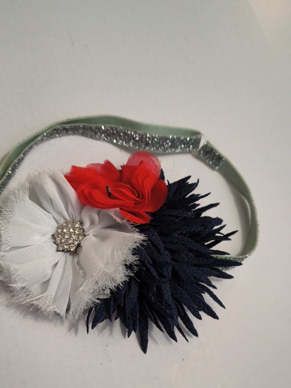 Women’s Navy, White & Red Floral Headband